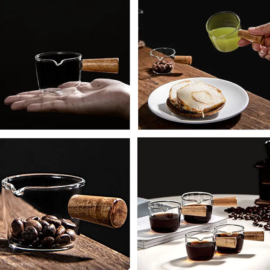 Espresso, Coffee Shot Glass With a Wooden Handle.