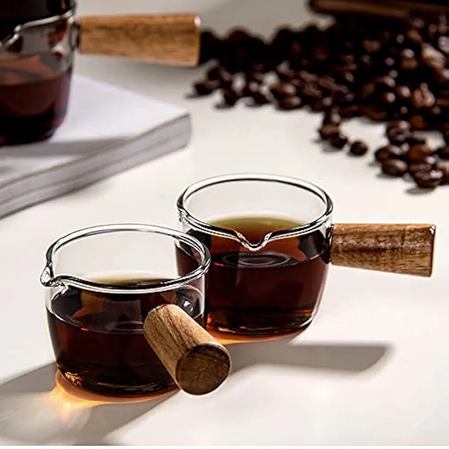 Espresso, Coffee Shot Glass With a Wooden Handle.