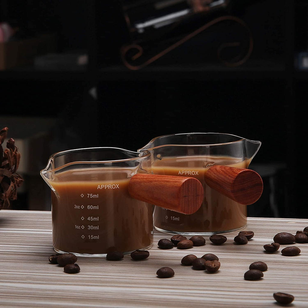 Espresso, Coffee Shot Glass With a Wooden Handle.