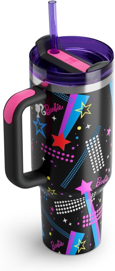 Stanley x Barbie '80s Rockers Quencher H2.0 FlowState 40 oz Tumbler, a limited edition product from the collaboration between Stanley and Barbie.