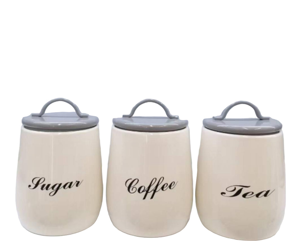 3 Pieces Metal Coffee, Tea, Sugar Jars