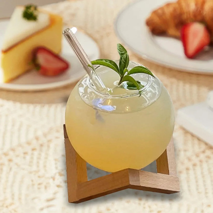 Cocktail Glass With Wooden Stand