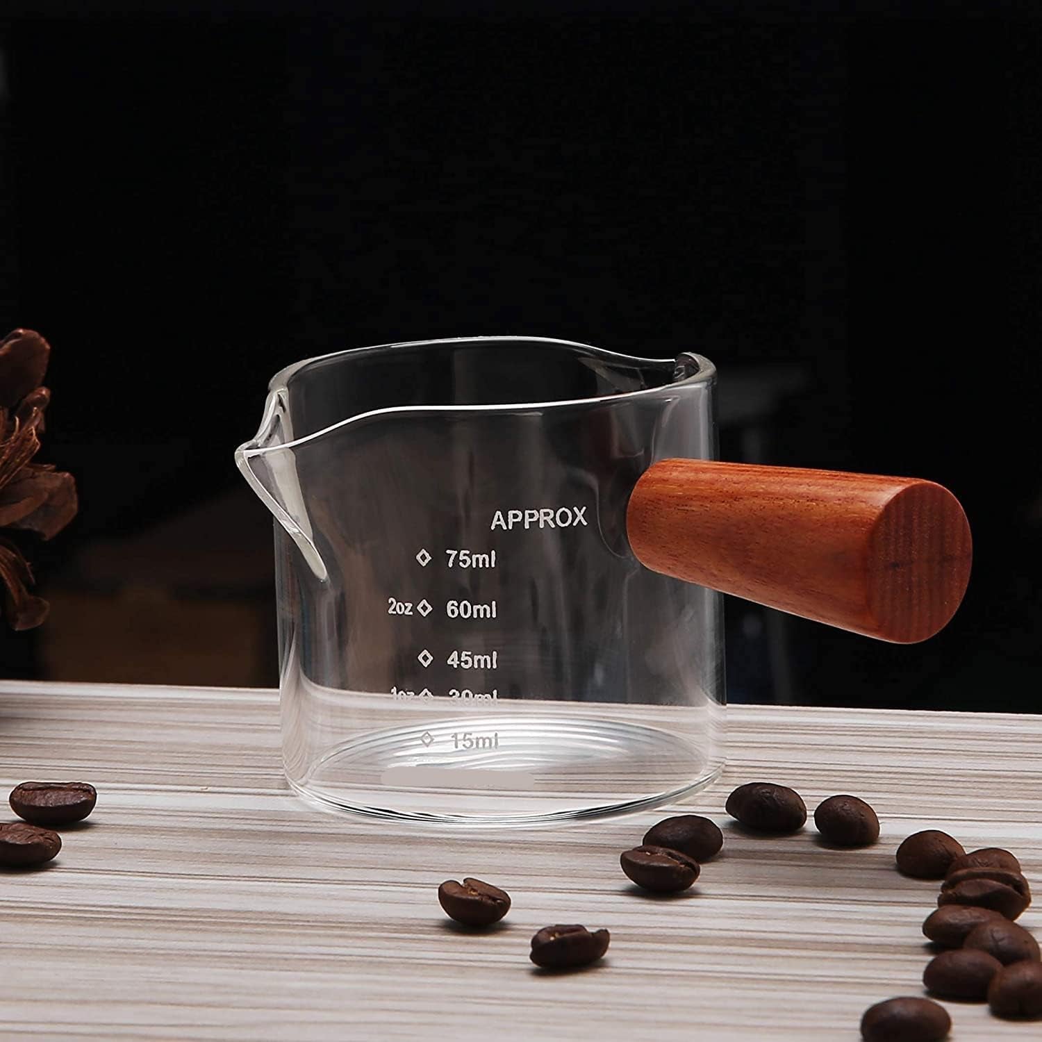 Espresso, Coffee Shot Glass With a Wooden Handle.